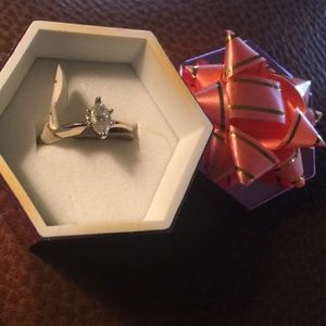 .38 Marque Solitare Gold Ring